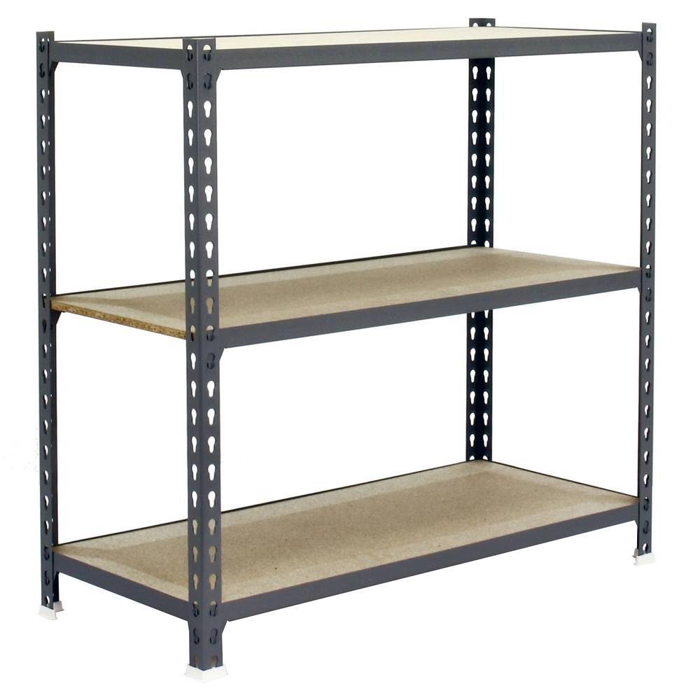 Scaffale in metallo Simon Rack senza viti colore grigio/legno 3 ripiani 1000x900x400 mm Made in Spain