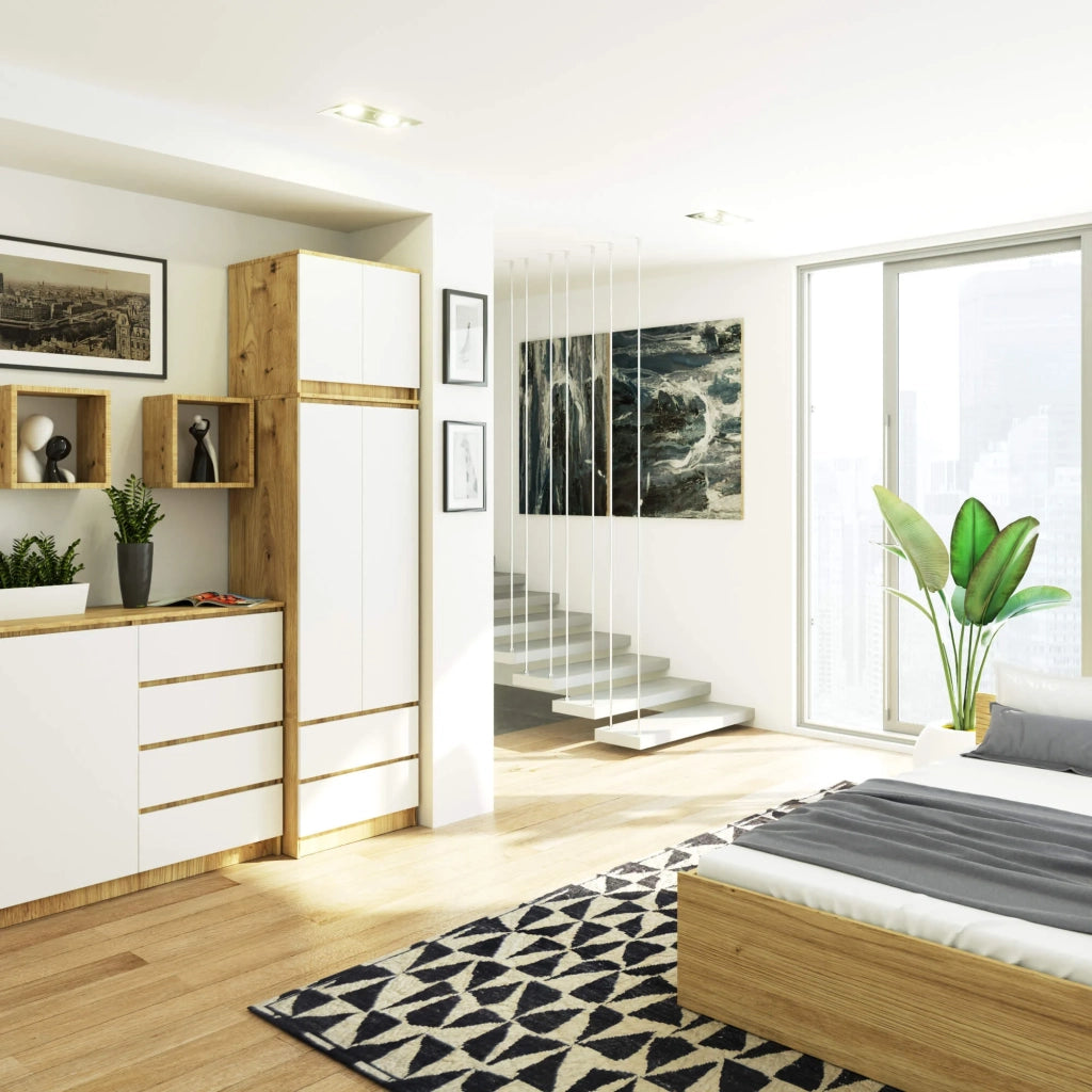 Sopralzo per armadio AKORD S60 Quercia Artisan 60 cm 2 ante inserto frontale Bianco 60x51x55 cm