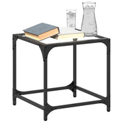 Tavolino Salotto con Piano Vetro Trasparente 40x40x40cm Acciaio 845959