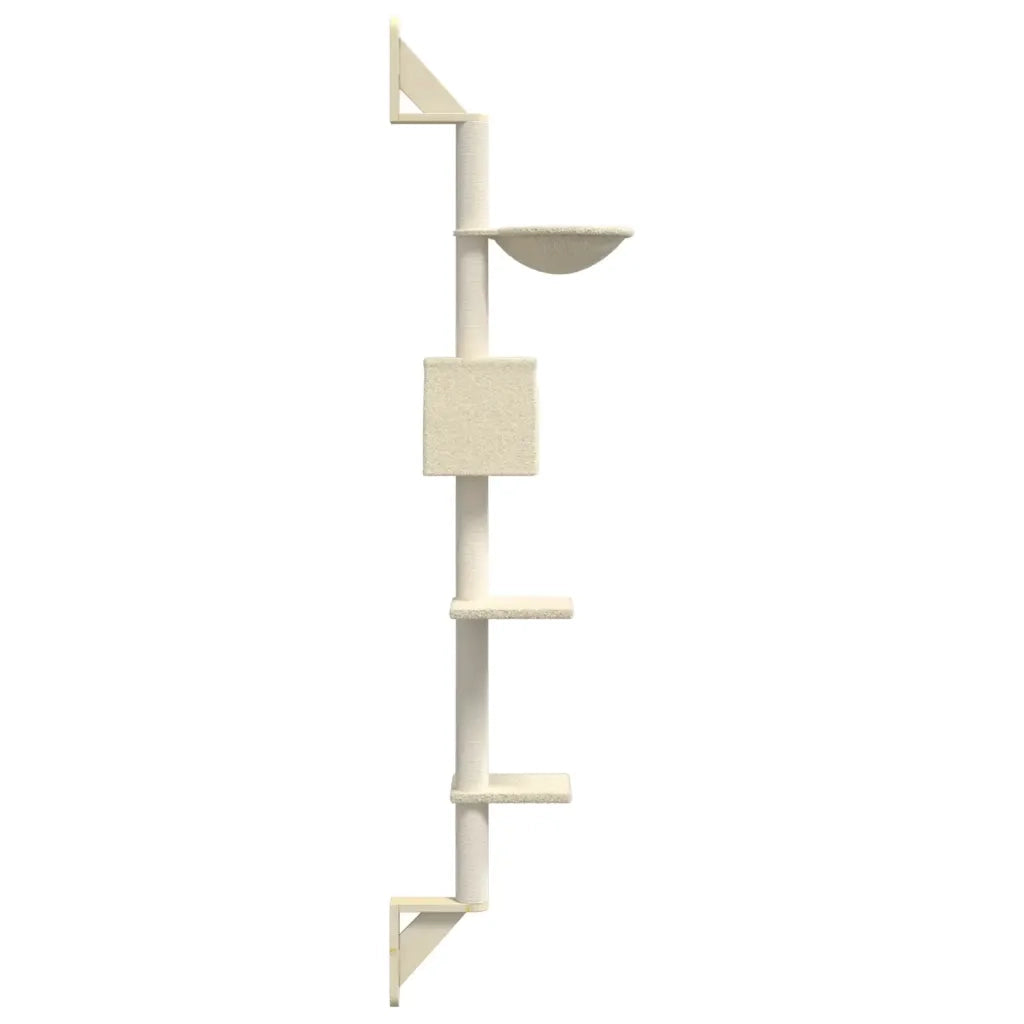 Albero per Gatti con Tiragraffi a Parete Crema 187 cm 172398