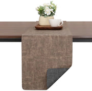 Tavolo da pranzo in legno imitato, moderno, a doppia faccia, antiscivolo, resistente al calore, lavabile, tavolo da esterno, per matrimoni, compleanni, decorazione da tavola per feste (grigio-bruno, 40 x 183 cm)