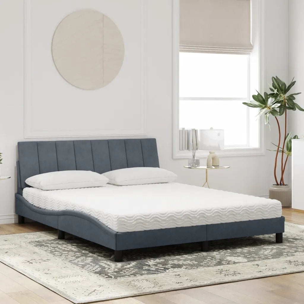 Letto con Materasso Grigio Scuro 160x200 cm in Velluto