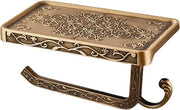Toilette con carta igienica in legno, fissaggio alla parete, contenitore per smartphone e gancio, stile moderno, finitura in alluminio bronzo inox