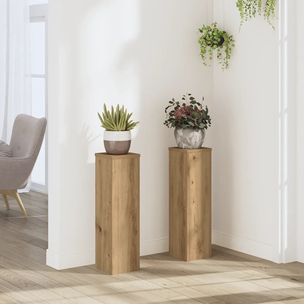 Supporti per Piante 2 pz Rovere 17x17x60 cm in Multistrato 852941