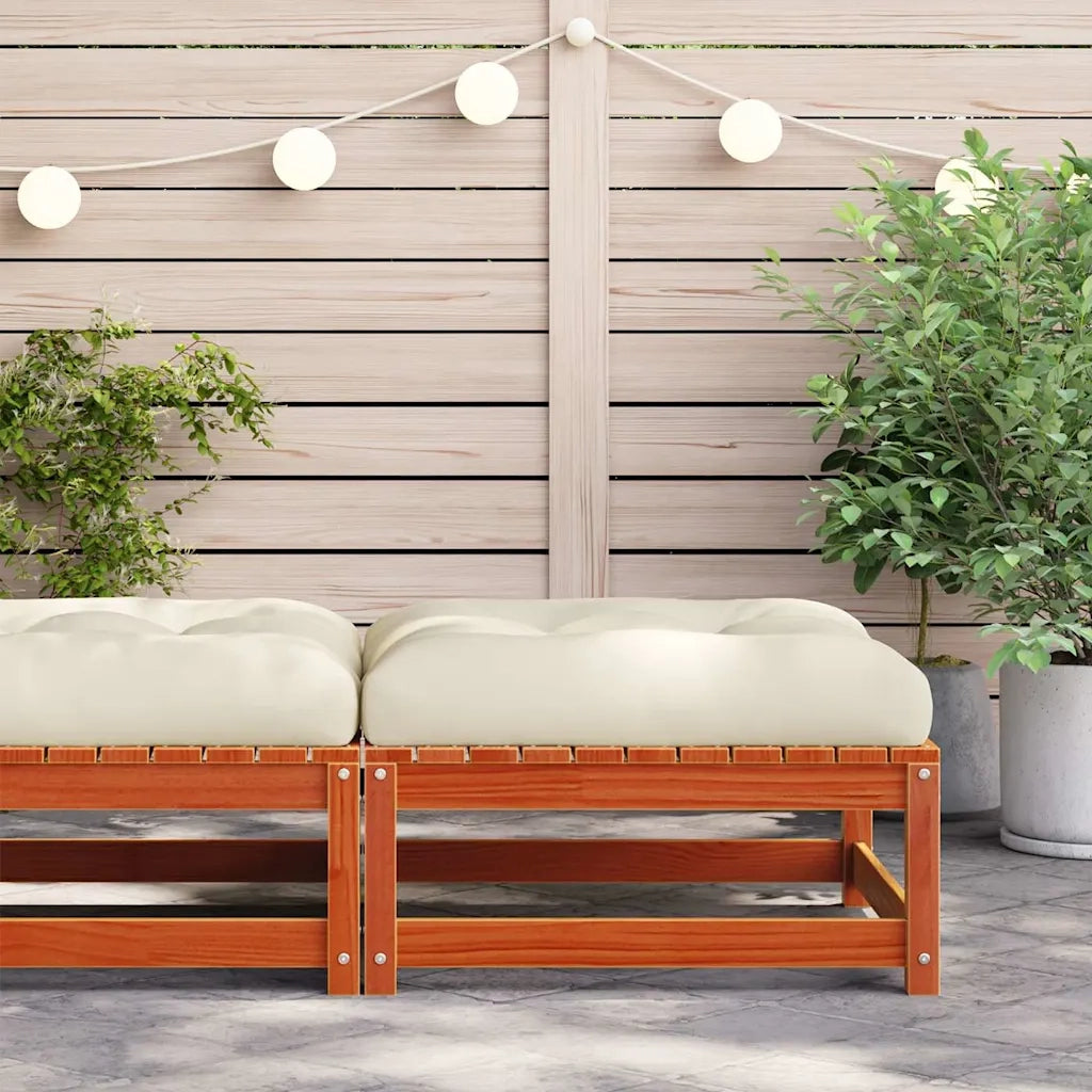 Sedia da giardino-Poggiapiedi da Giardino con Cuscino Marrone Cera Massello Pino 793475
