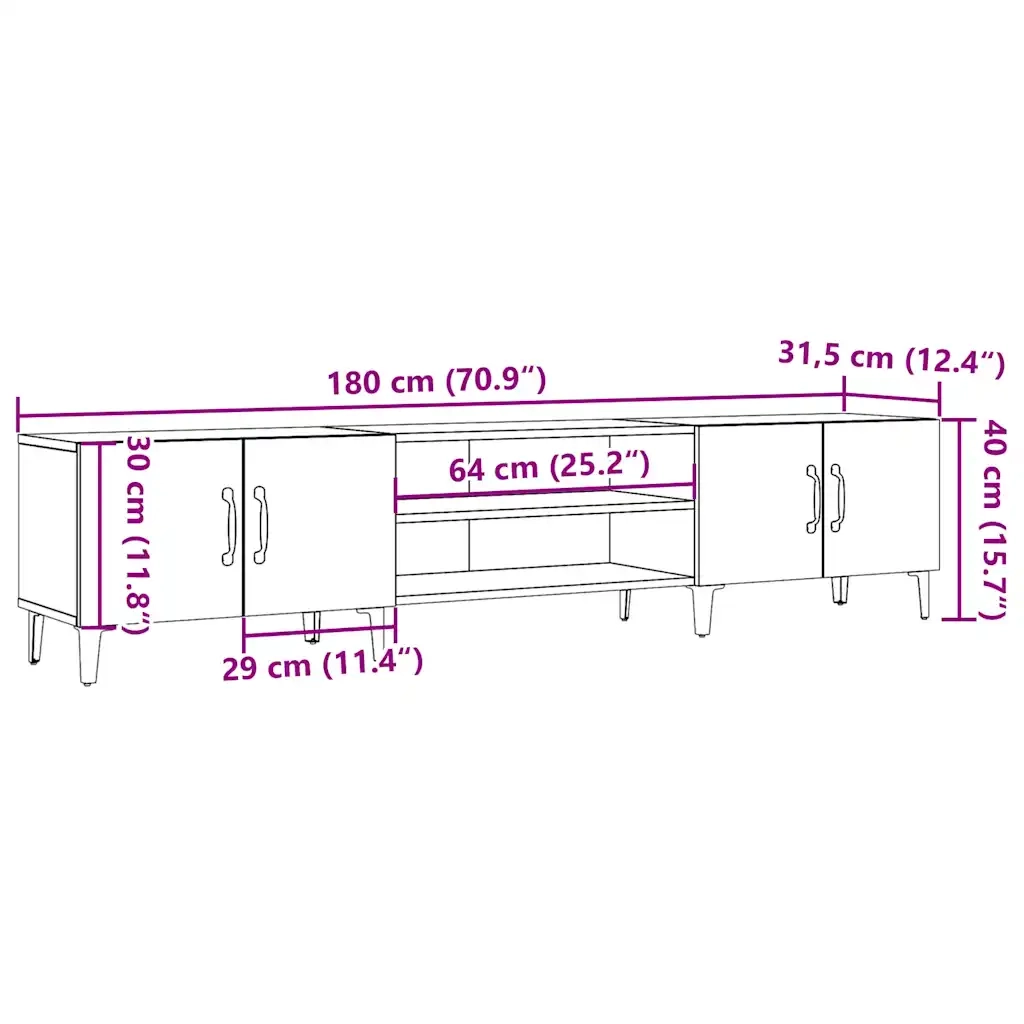 Mobile TV | Armadietto TV | Mobile Porta TV Legno Antico 180x31,5x40cm in Legno Multistrato