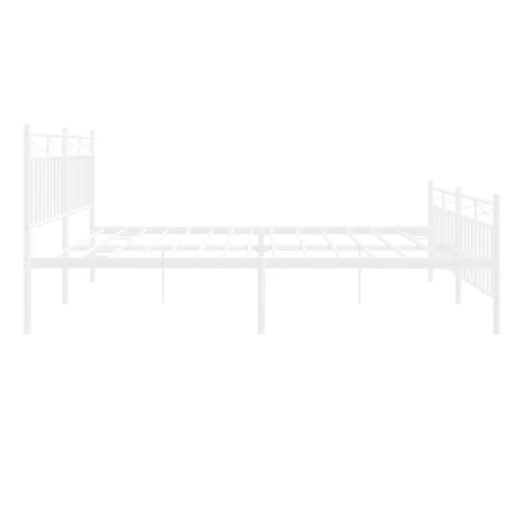 Giroletto con Testiera e Pediera-Struttura Letto Metallo Bianco 193x203 cm 412171