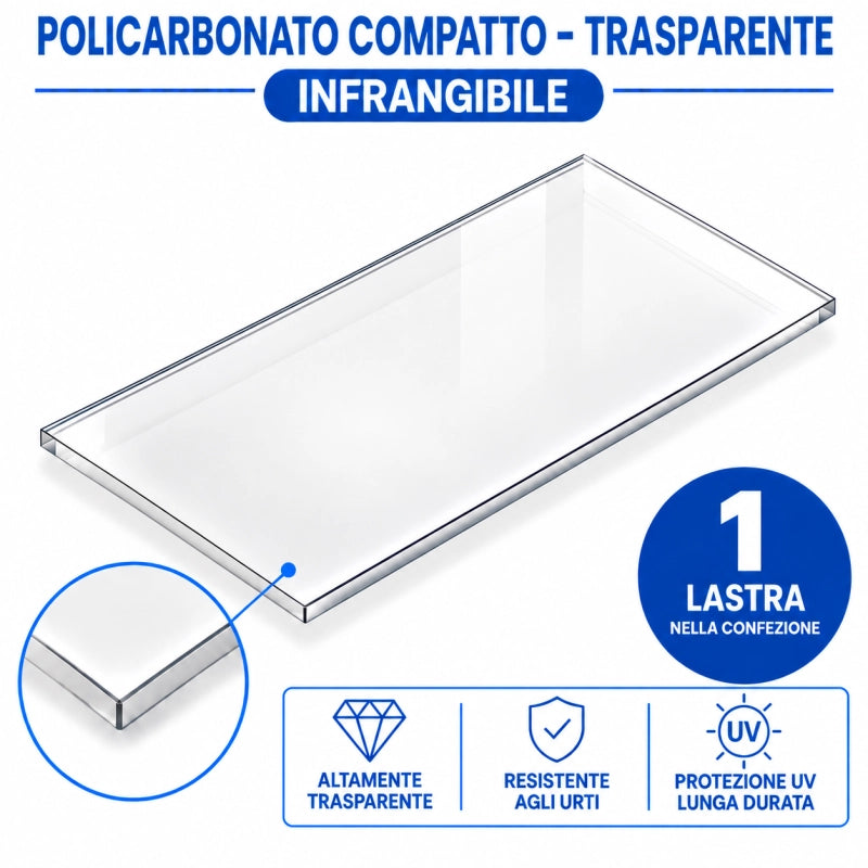 EZOOZA Policarbonato Compatto 5 mm 200x100 cm Trasparente 1 Pz