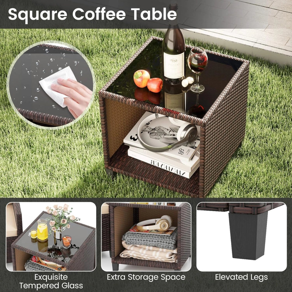 Set di mobili da giardino in rattan per balconi, piccoli spazi, mobile da esterno, balcone, set da 2 e 3 pezzi, poltrone e tavolo