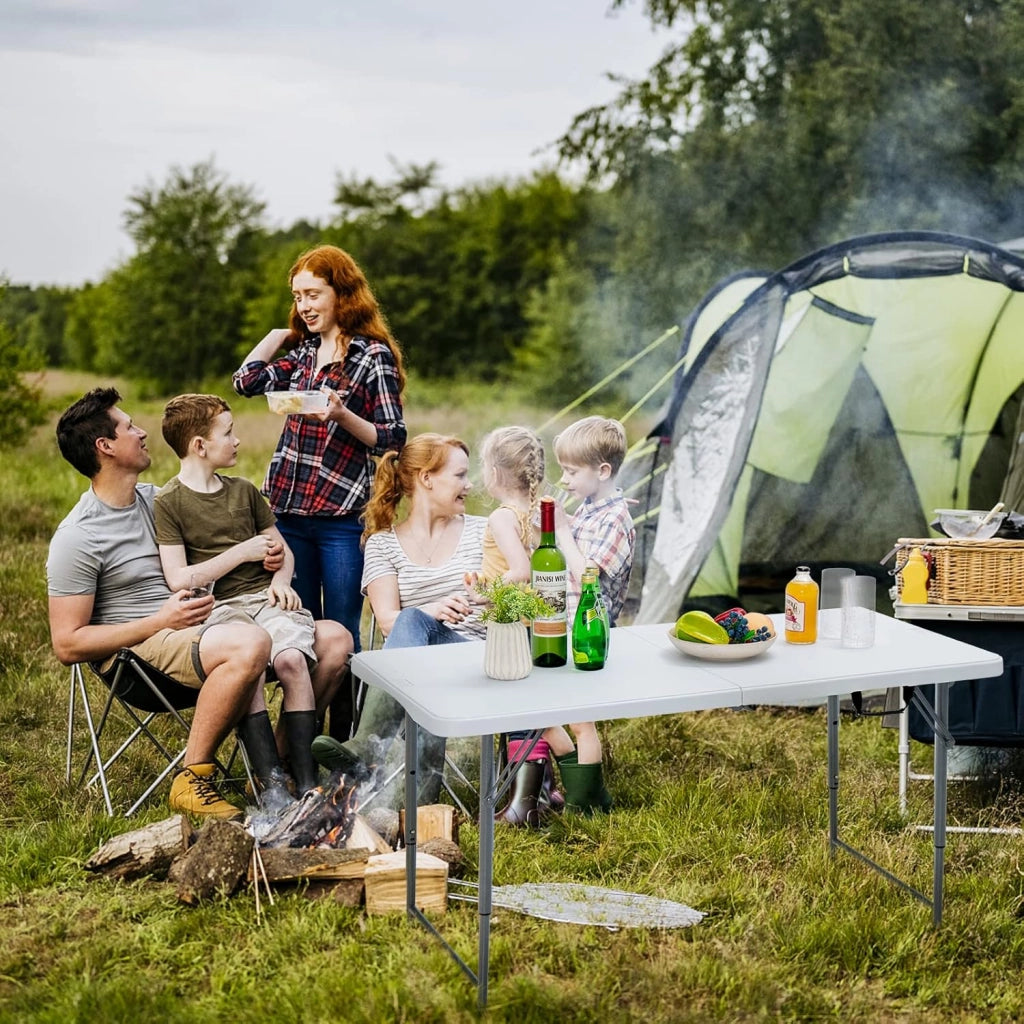 Tavolo Pieghevole da Campeggio con Altezza Regolabile e Maniglia, Portatile Tavolino da Pranzo Interno e Esterno, 120 x 60 x 74,5 cm, Capacità 150 kg, per Giardino Picnic (Modello 4)