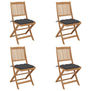 Sedie da Giardino Pieghevoli 4 pz con Cuscini Massello Acacia cod mxl 14655