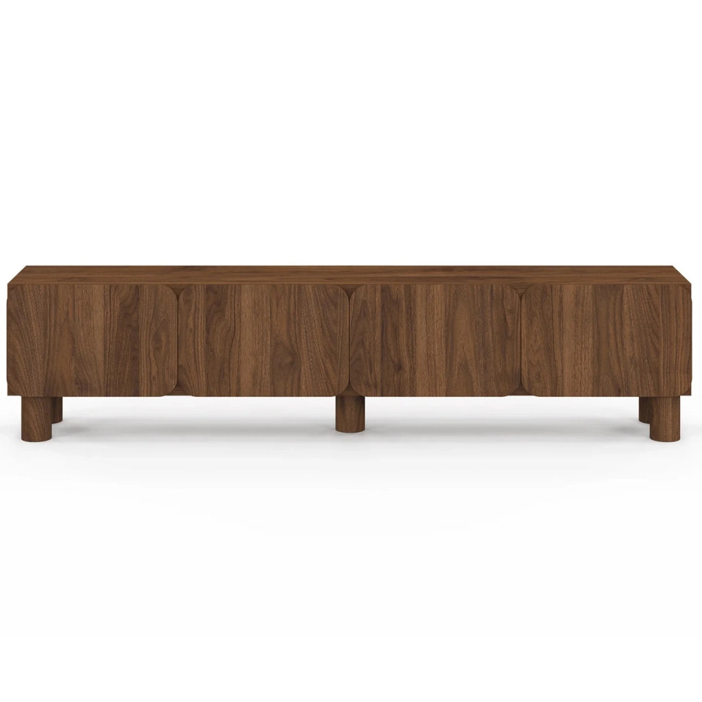 IDMarket - Mobile TV da 180 cm SARANDA con 4 ante arrotondate in legno effetto noce