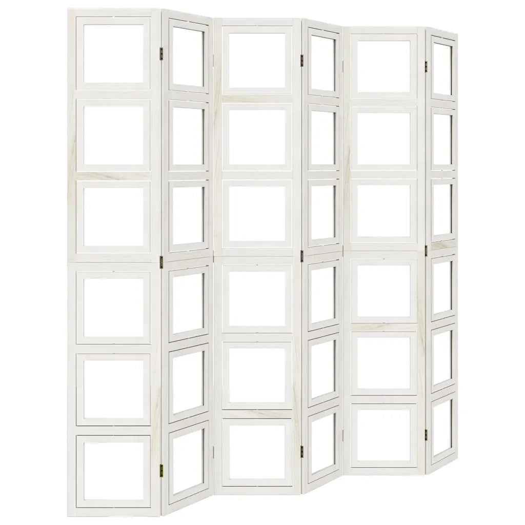 Divisorio Ambienti 6Pannelli Bianco Legno Massello di Paulownia 358700