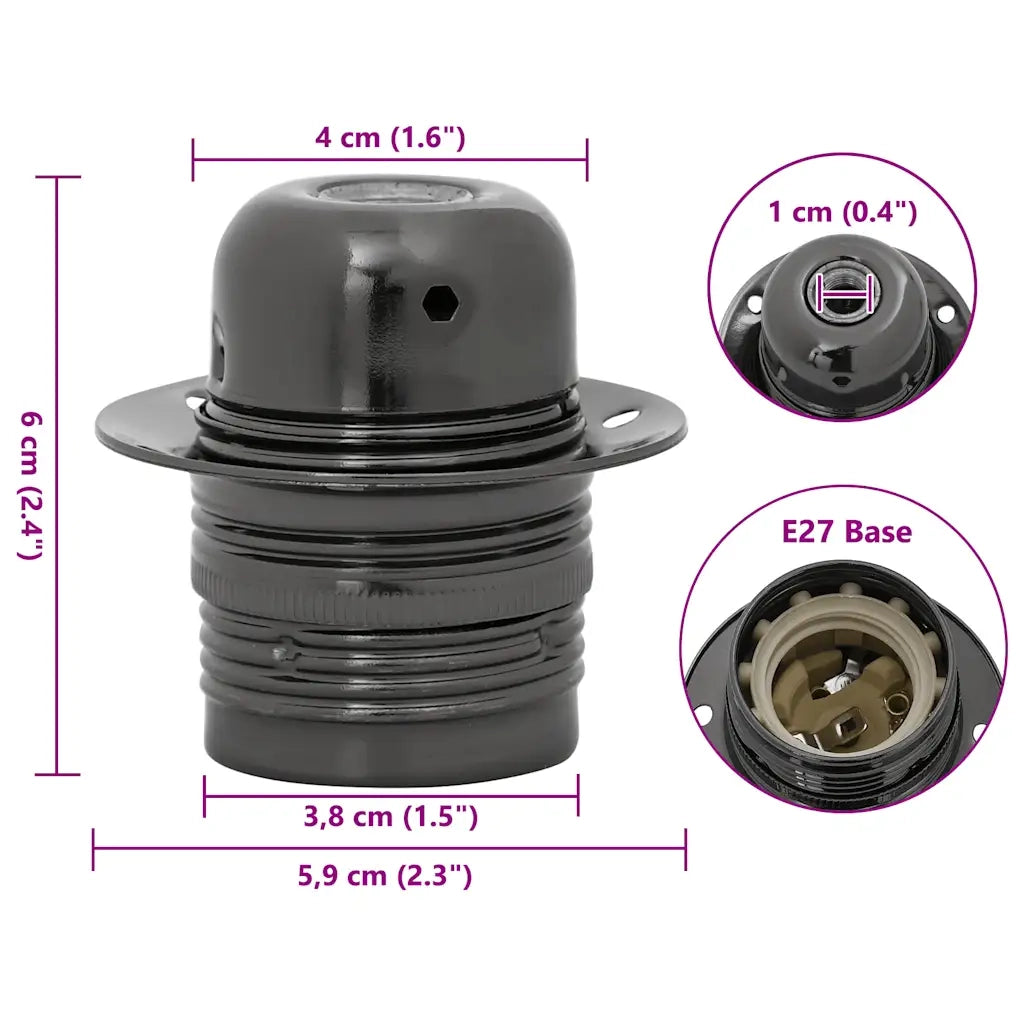 Portalampade 2 pz Nero Lucido E27 4106523