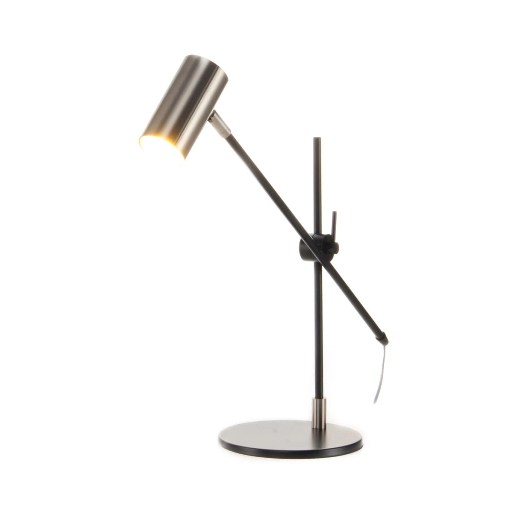 Lampada da tavolo Target in metallo argento e nero