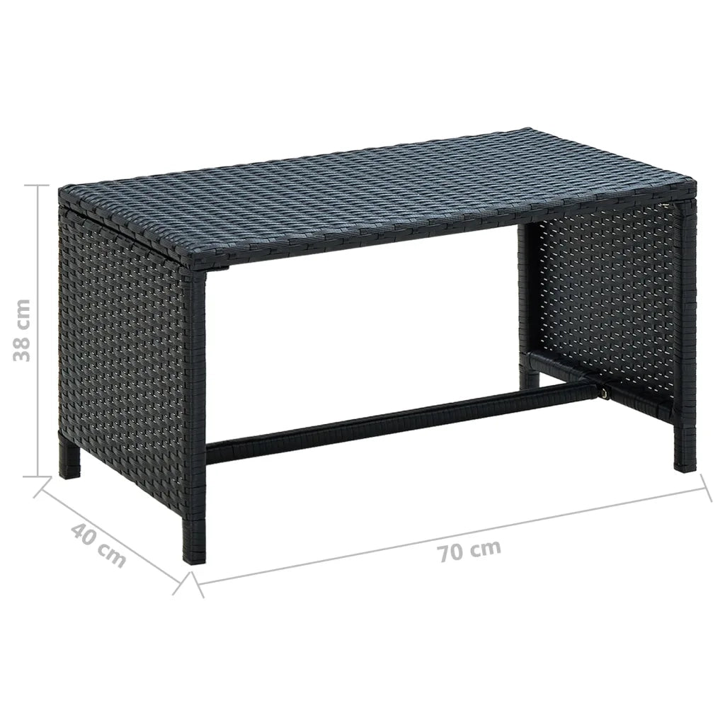 Tavolino da Salotto Nero 70x40x38 cm in Polyrattan 46392