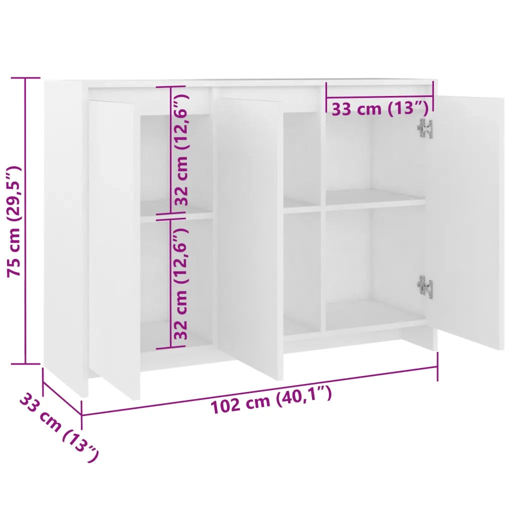 Credenza-Buffet-Armadio da cucina Bianca 102x33x75 cm in Truciolato