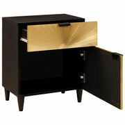 Comodino | Armadio da Notte | Mobiletto da notte Nero e Oro 50 x 33 x 60 cm Legno ingegnerizzato