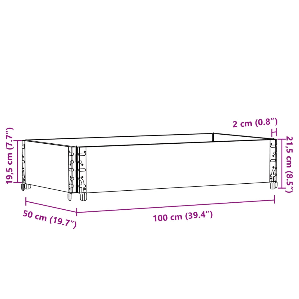 Paretale per Pallet Nero 100x50 cm in Legno Massello di Pino 4010279