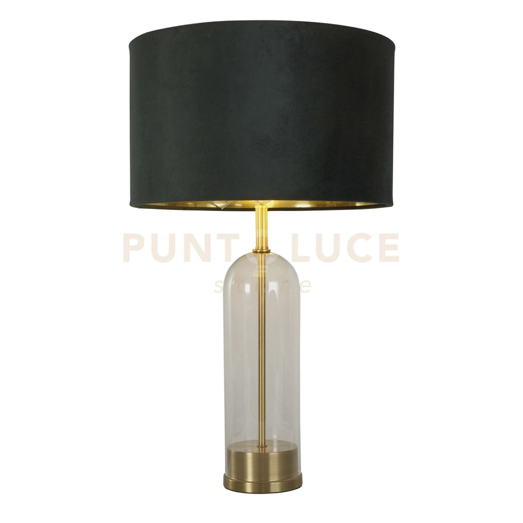 Lampada da tavolo Oxford - Vetro, ottone, paralume in velluto verde