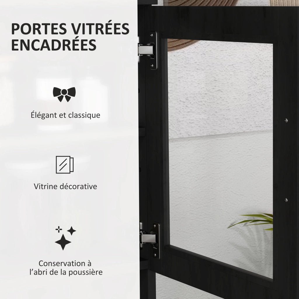 Armadio da Cucina con 4 Porte, Cassetto, Piano di Lavoro, Ripiani Regolabili ¨C Zephmum ¨C 80x48x170cm, Nero