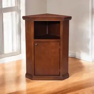 Mobiletto in legno ad angolo arte povera noce 1 anta 1 vano