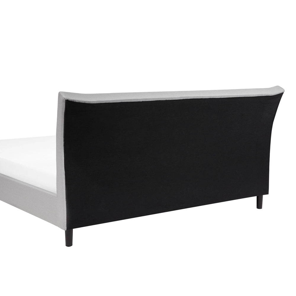 Letto a doghe Tessuto in poliestere grigio Gambe in legno imbottite Testiera capitonné 140 x 200 cm matrimoniale Design moderno