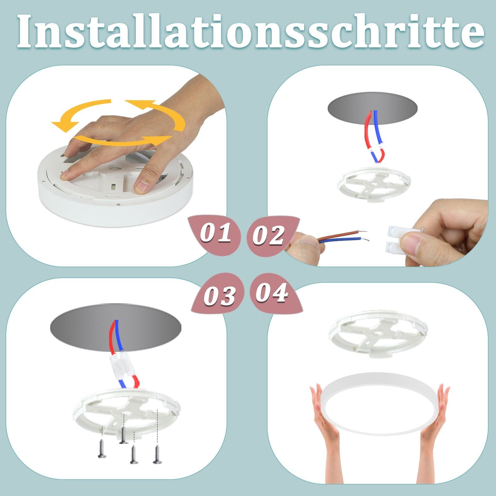 ZMH Lampada da soffitto LED rotonda moderna 24W bianca risparmio energetico per interni