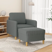 Divano Sedia-Poltrona con Poggiapiedi Grigio Scuro 60 cm in Tessuto 862857