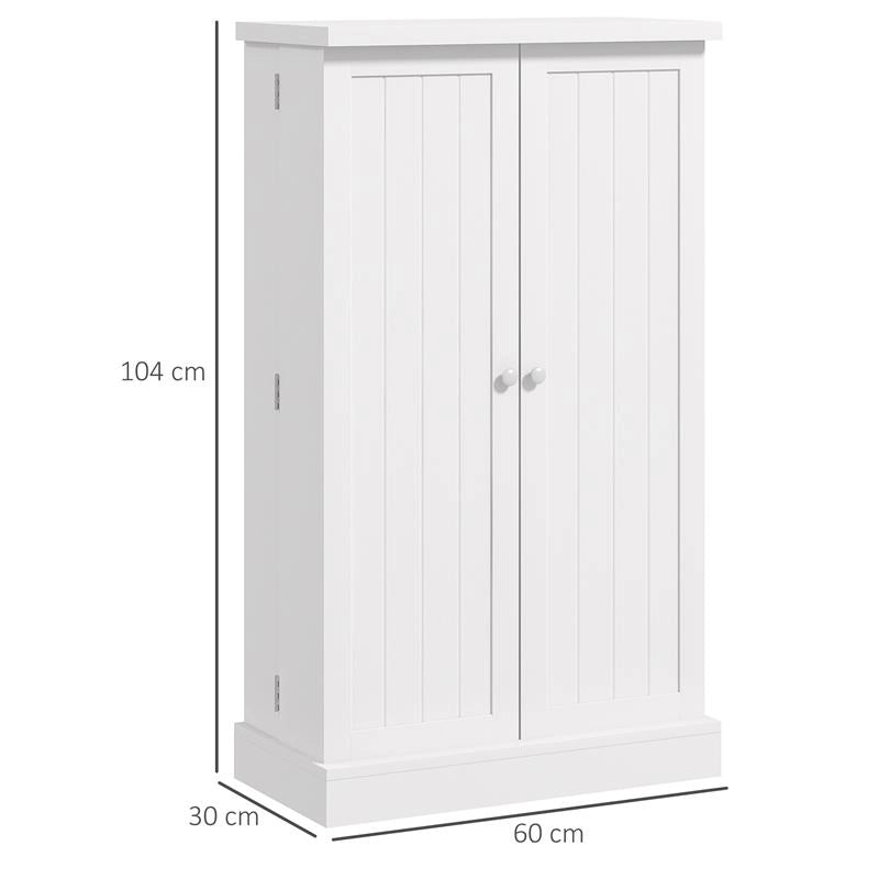 ARMADIO DA CUCINA CON 5 RIPIANI CENTRALI E 2 RIPIANI LATERALI A 6 LIVELLI, IN MDF, 60X30X104 CM, BIANCO