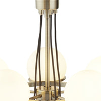 Lampadario Contemporaneo Sfera Acciaio Ottone Vetro 5 Luci E14