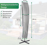Copertura protettiva per ombrellone da vento da 2 a 4 m - Idrorepellente, UV-resistente e duraturo