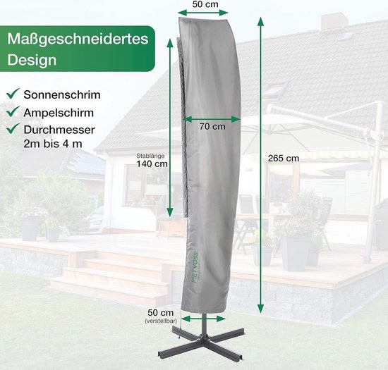 Copertura protettiva per ombrellone da vento da 2 a 4 m - Idrorepellente, UV-resistente e duraturo