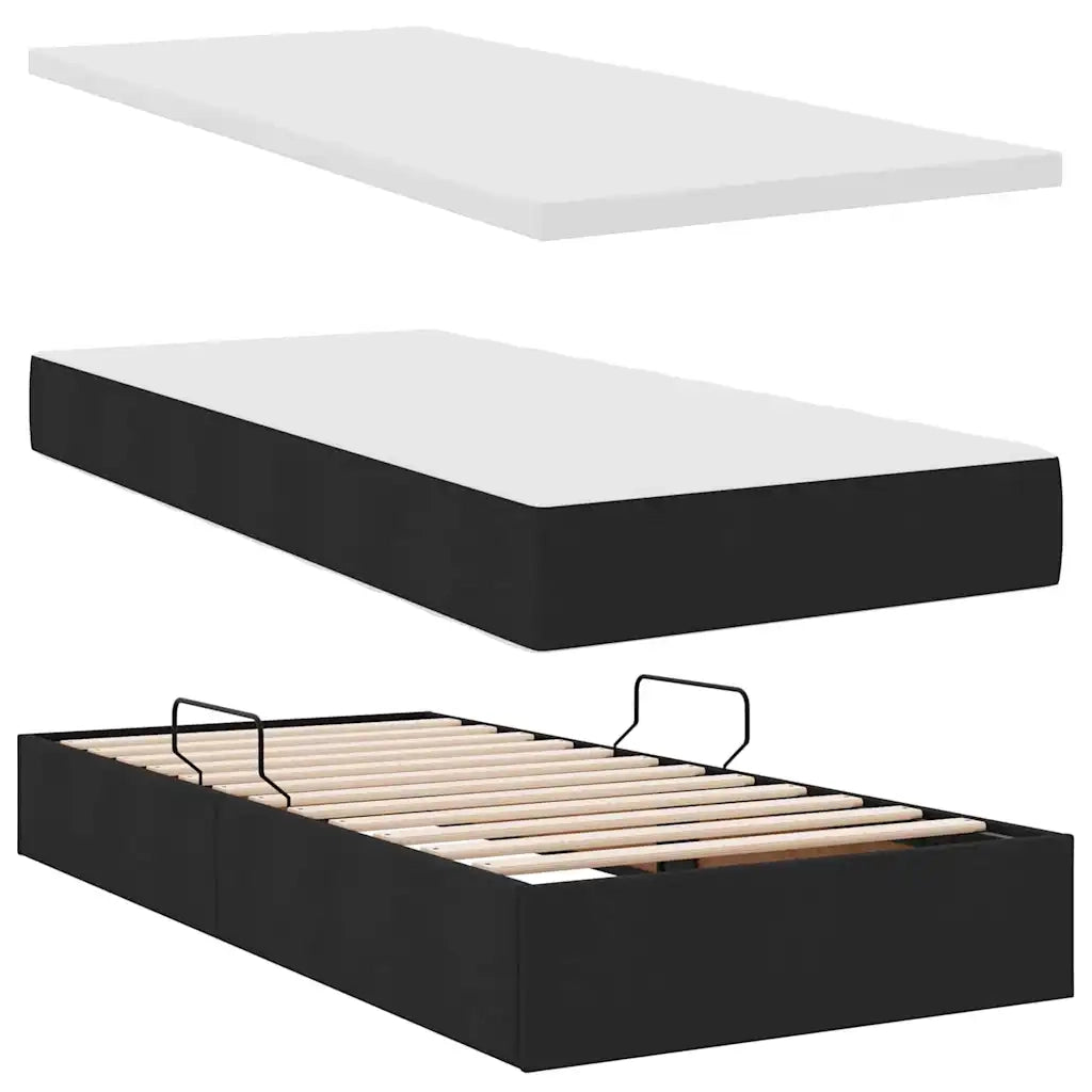 Letto con Contenitore Nero 200 x 200 cm Pelle Sintetica 3370933