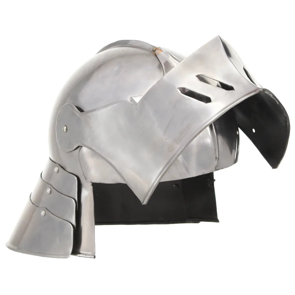 Elmo da Cavaliere Medievale Antico LARP in Acciaio Argento CFW3478489