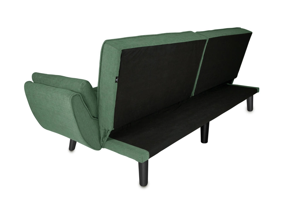 Divano letto clic clac in tessuto vellutato verde abete piede nero - divano 3 posti - Ambra - DL-AM38FBC-PLN