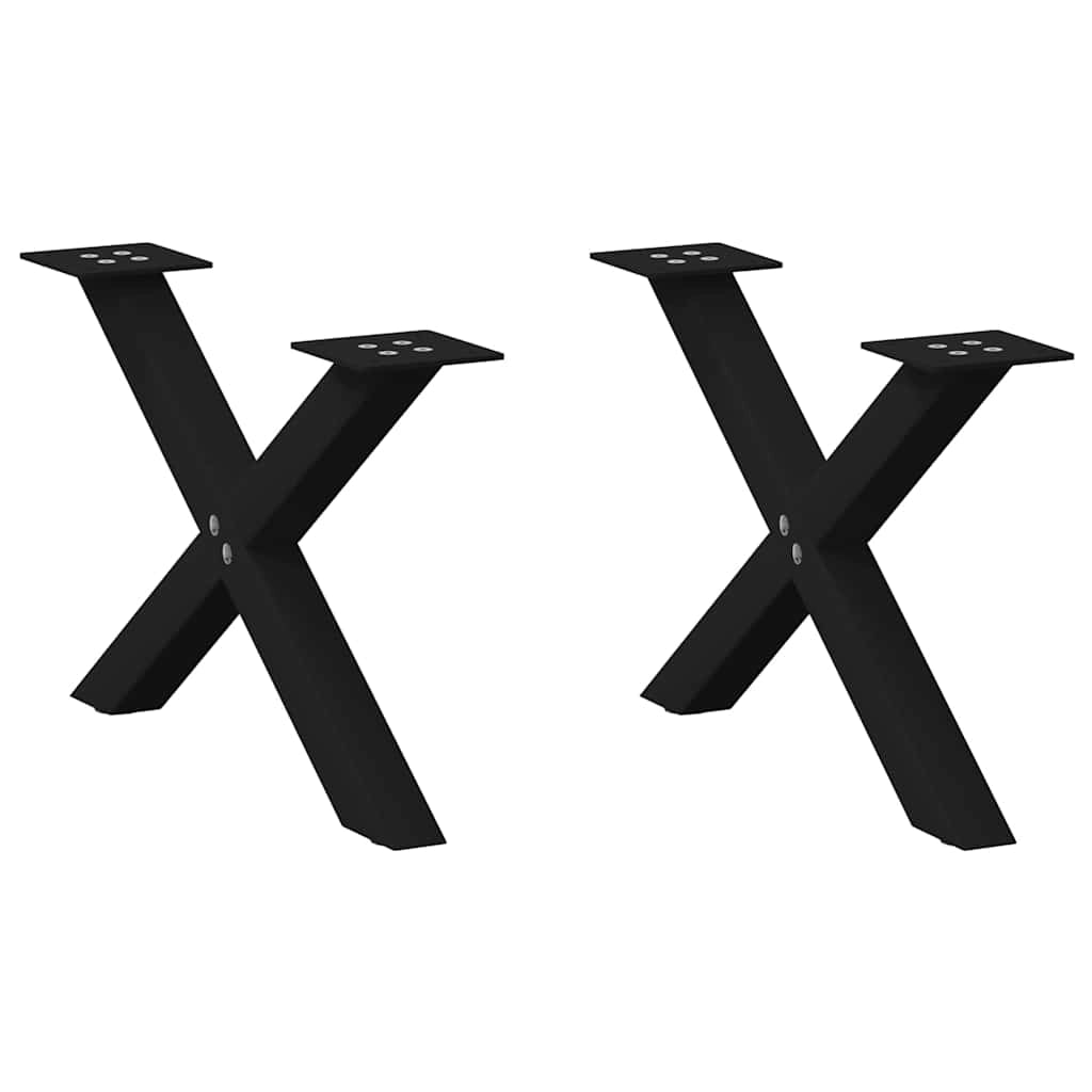 Set di 2 gambe regolabili per tavolino da caffè a forma di X 60 x 30 cm stile moderno acciaio nero 02_0057155