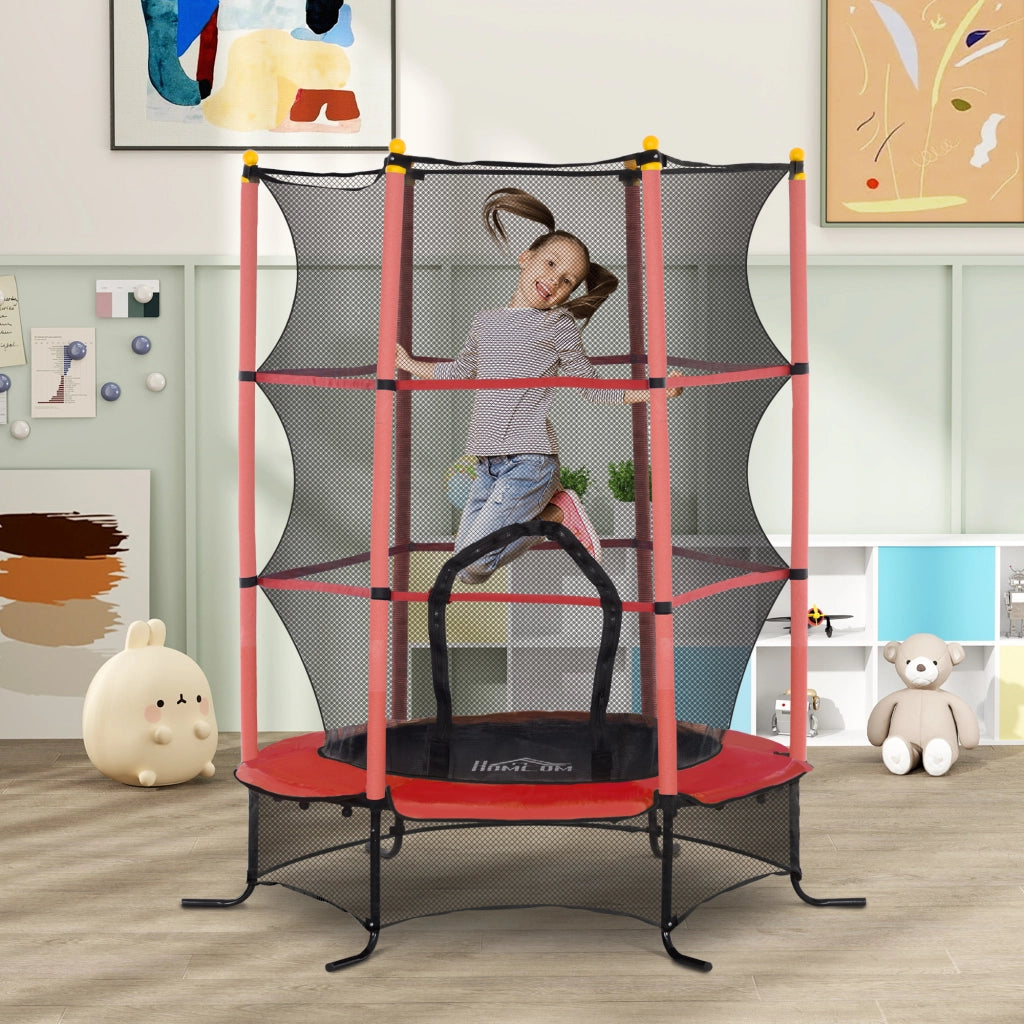 Trampolino per bambini ¨C zephmum ¨C ?163 cm, rete di sicurezza, interno ed esterno, 50 kg, rosso