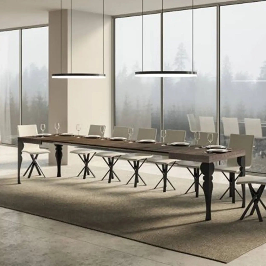 Tavolo allungabile 200/460x90 cm Paxon colore noce gambe antracite