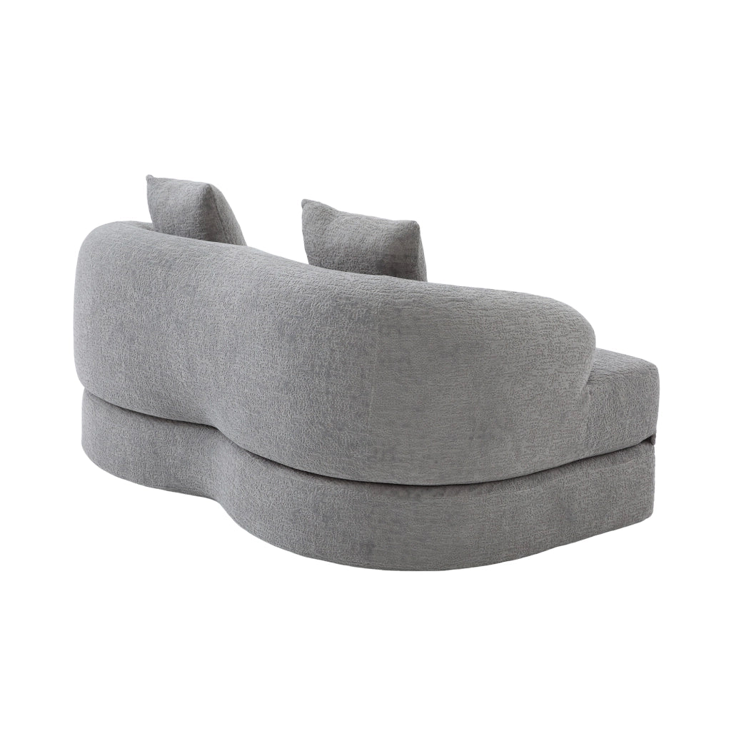 Divano letto 2 posti - convertibile con schienale doppio - in chenille grigio chiaro