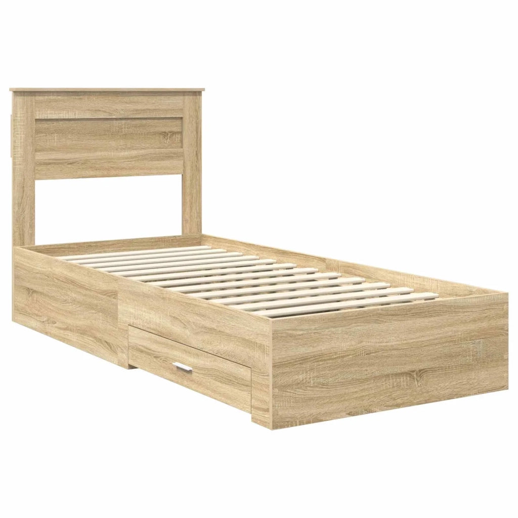 Struttura del letto Rovere Sonoma 90 x 200 cm Legno multistrato