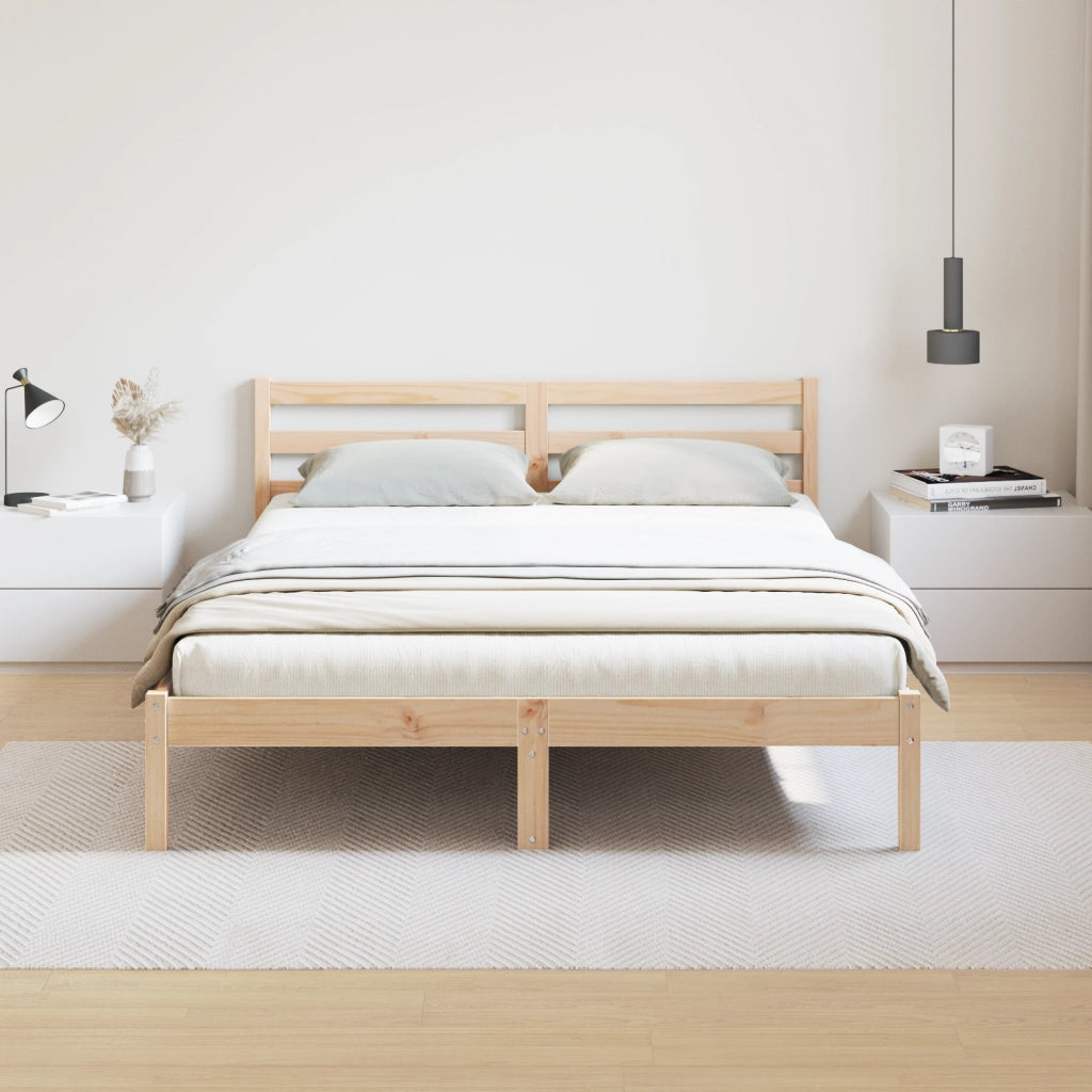Struttura del letto  con testiera 160x210 cm in legno massello di pino