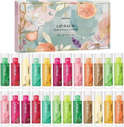Set di balsami per labbra 24 pezzi - Balsamo per labbra con burro di karité - Cura per le labbra - Set di regalo per donne/uomini - Balsamo idratante per labbra