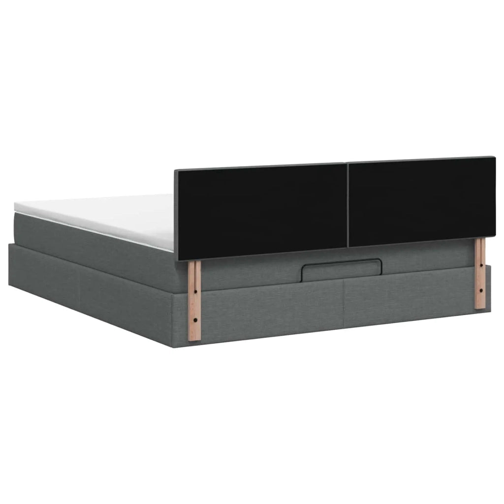 Letto Ottomano con Materasso e LED Grigio Scuro 140 x 190 cm 3456989