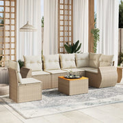 Set Divani da Giardino 7 pz con Cuscini Beige in Polyrattan 3257360