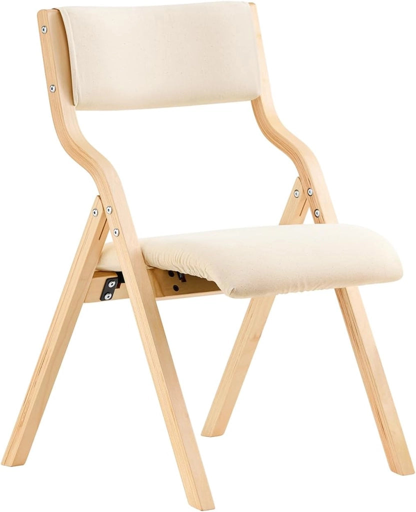 Sedia Pieghevole da Pranzo con Seduta e Schienale Imbottiti, Design Elegante e Salvaspazio, Comoda e Resistente, Facile da Riporre, Perfetta per Cucina, Ufficio e Esterno, Beige FST40-W