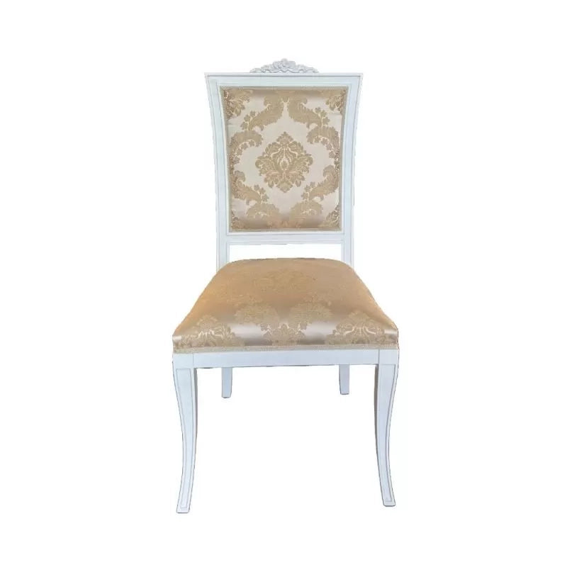 Sedia shabby legno bianco anticato imbottita beige 50x55x102 - Mobili 2G