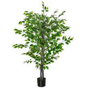 Pianta Artificiale di Ficus Alta 135cm con Vaso per Interno ed Esterno. Verde