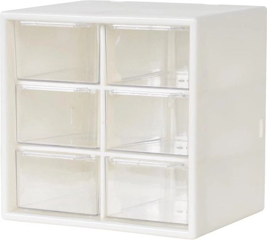 Cassetto di archiviazione con 6 cassetti in plastica Scatola per piccoli componenti Magazzino per la casa Laboratorio Cassetto per ufficio per l'archiviazione di gioielli Attrezzi Viti Adatto per la montaggio a parete (bianco)