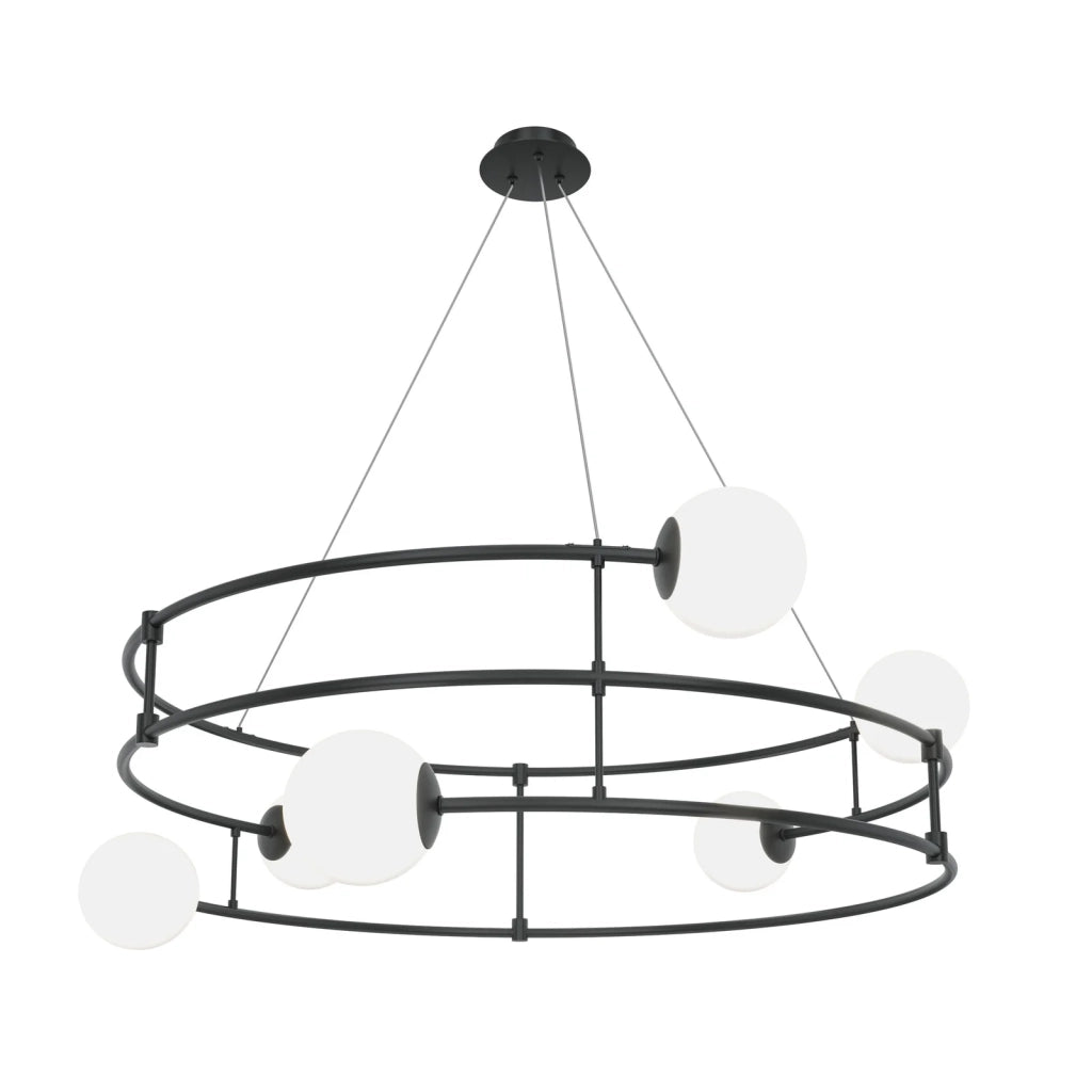 Maytoni Lampadario moderno Balance 6 luci G9 finitura nero metallo vetro